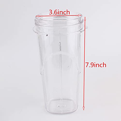 Veterger Replacement Parts 24-Ounce Smoothie Cup with lid, Compatible with Oster Pro 1200 Blender