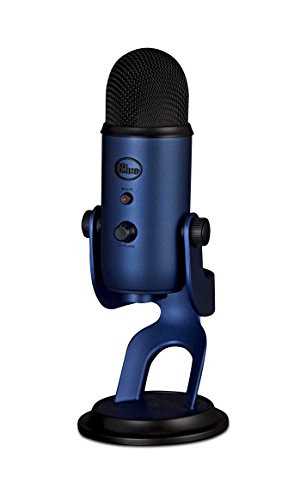 Blue Yeti USB Mic for Recording and Streaming on PC and Mac, Blue VO!CE Effects, 4 Pickup Patterns, Headphone Output and Volume Control, Adjustable Stand, Plug and Play – Midnight Blue