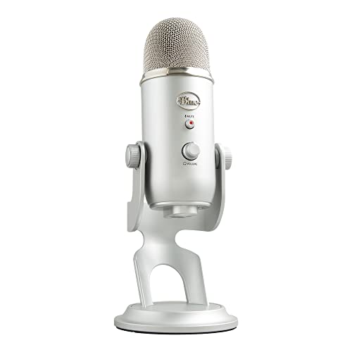 Blue Yeti USB Mic for Recording & Streaming on PC and Mac, 3 Condenser Capsules, 4 Pickup Patterns, Headphone Output and Volume Control, Mic Gain Control, Adjustable Stand, Plug & Play - Silver
