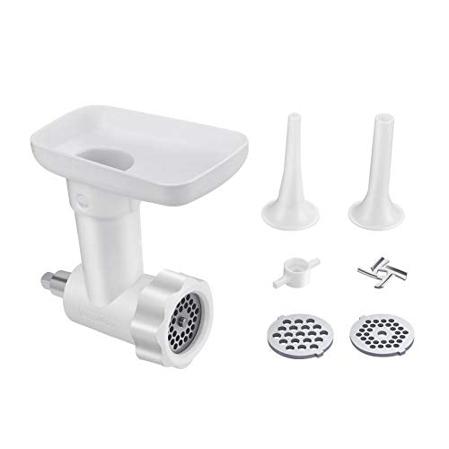 Food Grinder Attachments for Kitchenaid Stand Mixers include 2pcs Sausage Stuffer Tubes and Grinding Plates Accessories, Durable Meat Processor Attachment for Kitchenaid Mixers