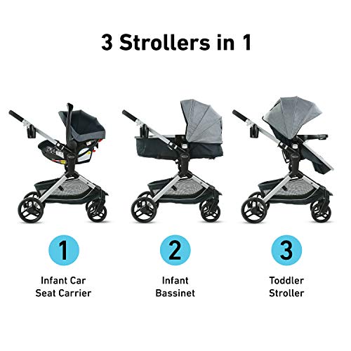 Graco Modes Nest Travel System | Includes Baby Stroller with Height Adjustable Reversible Seat, Bassinet Mode, Lightweight Aluminum Frame and SnugRide® 35 Lite Elite Infant Car Seat, Norah