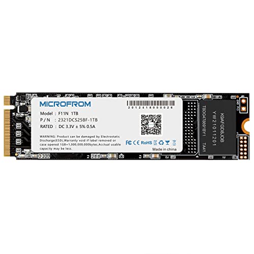 MICROFROM Disco Sólido SSD NVME PCIe SSD de 1TB F11N M.2 NVMe 1.3, SSD M.2 TCL NAND flash hasta lectura/escritura 2,150/1,800 MB/s para PC Gaming Laptop