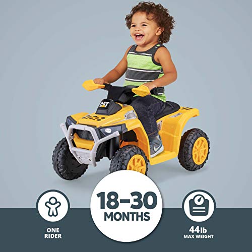 Kid Trax CAT Toddler Quad Ride On Toy, 6 Volt Battery, 1.5-3 Years Old, Max Weight 44 lbs, Single Seater, Yellow (KT1575AZ)