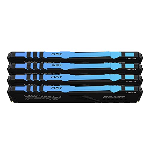 Kingston FURY Beast RGB 64GB (4x16GB) 3600MHz DDR4 CL18 Desktop Memory Kit of 4 KF436C18BBAK4/64