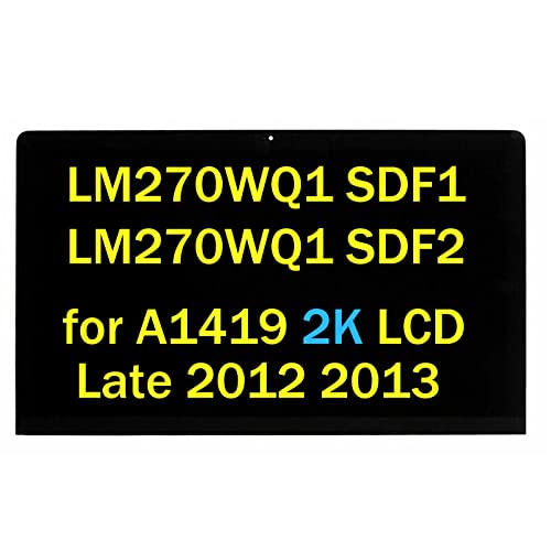 NUOLAISUN Screen Replacement LM270WQ1 SDF1 SDF2 for iMac 27" A1419 Late 2012 2013 2K Retina LCD Display Screen Panel + Front Glass Cover with Adhesive 661-7169, 661-7885