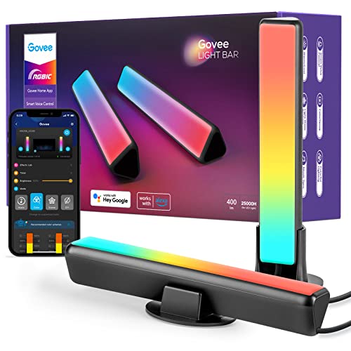 Govee Smart LED Light Bars, Work with Alexa and Google Assistant, Gaming Lights, RGBICWW WiFi TV Backlights with Scene Modes and Music Modes for Gaming, Pictures, PC, TV, Room Decoration