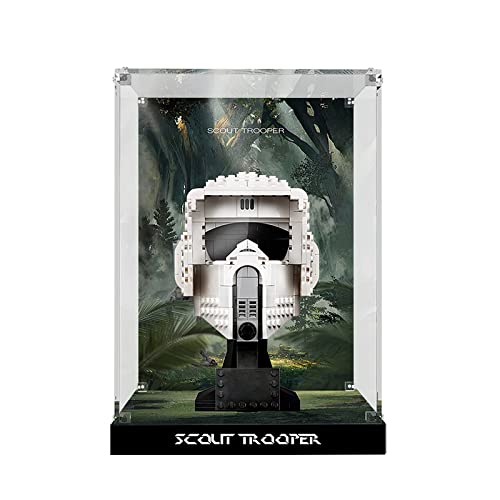 LMTIC Acrylic Display Case for Lego Scout Trooper Helmet 75305 Collectible Building Toy Display Cases for Lego 75305 Collectibles Display Box Storage,Dust-Free,Clear(Only Display Box)