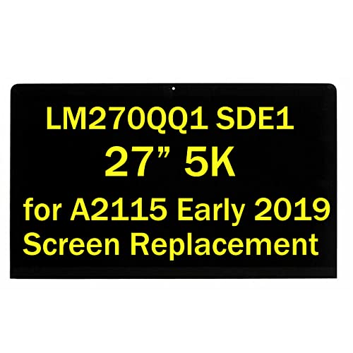 NUOLAISUN Screen Replacement LM270QQ1 SDE1 for iMac 27" A2115 Early 2019 EMC 3194 5K Retina LCD Display Screen Panel + Front Glass Cover with Adhesive (no fit 2020)