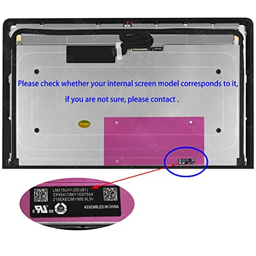 NUOLAISUN Screen Replacement LM215UH1(SD)(B1) for iMac 21.5" A1418 Mid 2017 EMC 3069 4K Retina LCD Display Screen Panel + Front Glass Cover with Adhesive