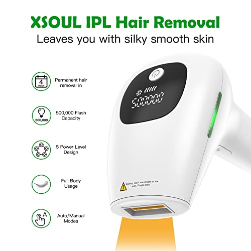 At-Home IPL Hair Removal for Women and Men Permanent Hair Removal 500,000 Flashes Painless Hair Remover on Armpits Back Legs Arms Face Bikini Line