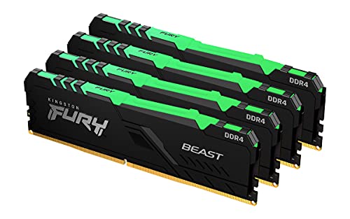 Kingston FURY Beast RGB 64GB (4x16GB) 3600MHz DDR4 CL18 Desktop Memory Kit of 4 KF436C18BBAK4/64