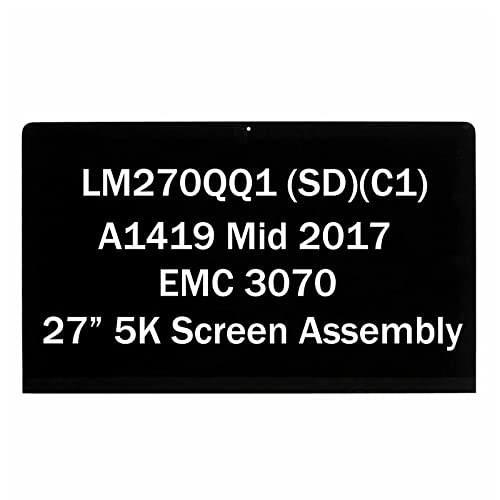 NUOLAISUN Screen Replacement LM270QQ1 (SD)(C1) for iMac 27" A1419 Mid 2017 EMC 3070 Retina 5K LCD Display Screen Panel + Front Glass Cover with Adhesive