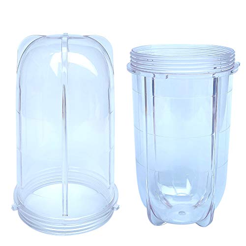 Veterger Replacement Parts 16 Ounce Tall Jar Cups,Compatible with Original Magic Bullet Blender Juicer MB1001 250W (2 Pack)