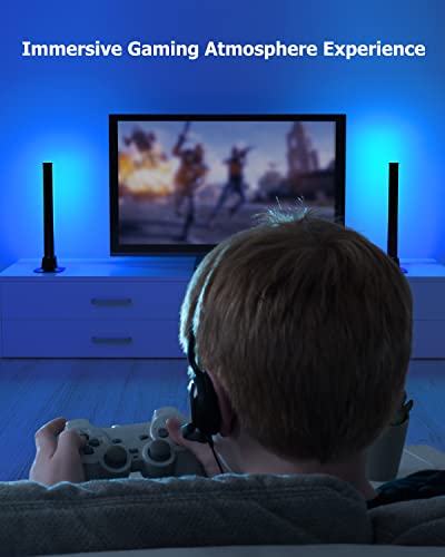 Smart LED Light Bar, Juylux RGBICWW Gaming Lights Ambient Lighting, Bluetooth TV Backlights LED Play Light Bars with Music Sync, Rainbow Flow Effect, USB Ambiance Light for PC, TV, Room Decor(2Pcs)
