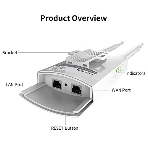 JOOWIN AC1200 High Power Outdoor Wireless Access Point with Poe, 2.4GHz 300Mbps or 5.8GHz 867Mbps Dual Band 802.11AC Wireless WiFi Access Points/Router/Bridge/Repeater, Used for Outdoor WiFi Coverage