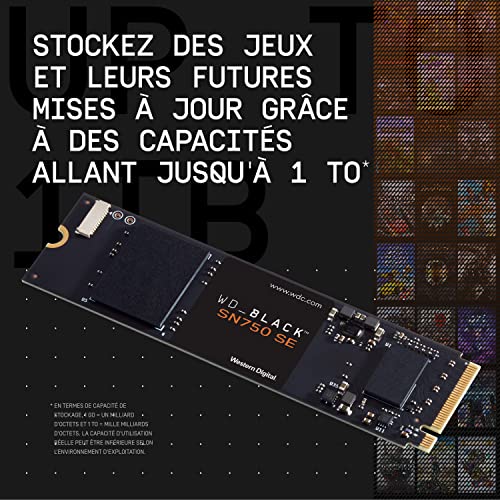 WD_Black 500GB SN750 SE NVMe - Disco Sólido SSD Gamer, Gen4 PCIe, M.2 2280, hasta 3,600 MB/s, WDS500G1B0E