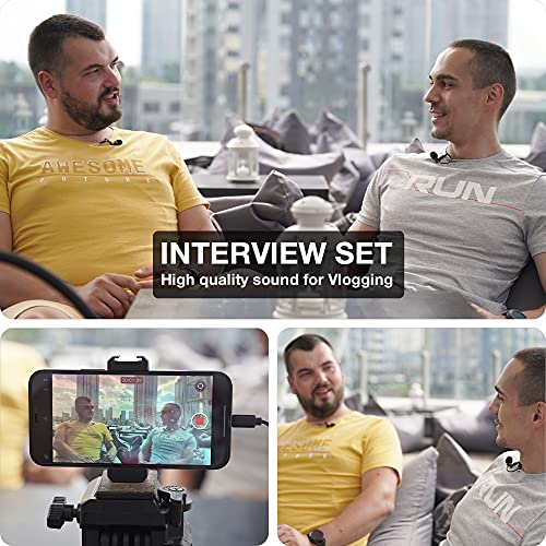 Juego de micrófonos de solapa Lavalier de grado profesional para doble entrevista PowerDeWise