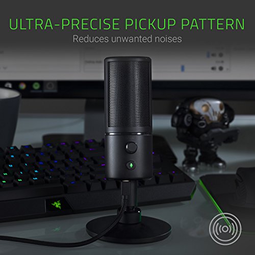 Razer Seiren X USB Streaming Microphone: Professional Grade - Built-In Shock Mount - Supercardiod Pick-Up Pattern - Anodized Aluminum - Classic Black