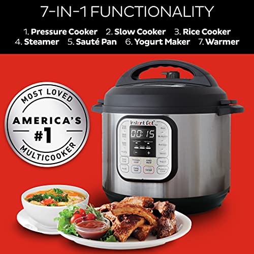 Instant Pot Duo 7-in-1 Electric Pressure Cooker, Slow Cooker, Rice Cooker, Steamer, Sauté, Yogurt Maker, Warmer & Sterilizer, 6 Quart, Stainless Steel/Black