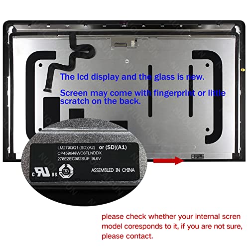 NUOLAISUN LCD Replacement 27" 5K for iMac A1419 EMC 2806 Late 2014 Mid 2015 LM270QQ1 SD A1 SD A2 SDA1 SDA2 Retina LCD Display Screen with Adhesive 661-03255 661-00200