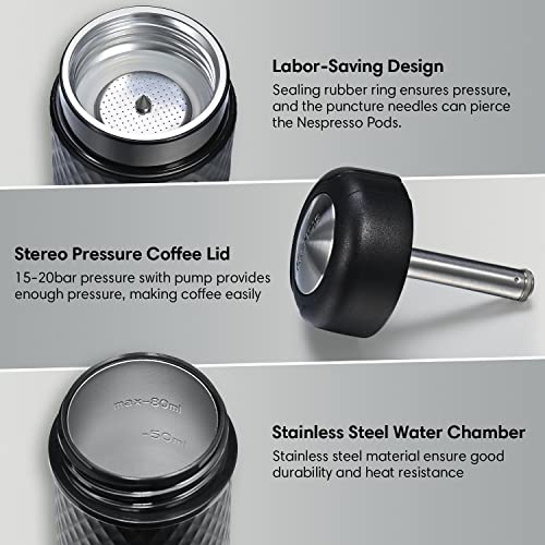 STARESSO Portable Espresso Machine - Manual Espresso with Rich & Thick Crema, Mini Coffee Maker Using Ground Coffee & Nespresso Pods, Handy Espresso Maker for Travel Camping Office Home Use