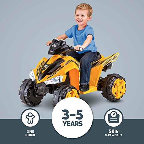 Kid Trax Caterpillar ATV Toddler Ride On Toy, 6 Volt Battery, 3-5 Years, Max Rider Weight of 60 lbs, Single Rider, CAT ATV (KT1349I)