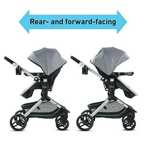 Graco Modes Nest Travel System | Includes Baby Stroller with Height Adjustable Reversible Seat, Bassinet Mode, Lightweight Aluminum Frame and SnugRide® 35 Lite Elite Infant Car Seat, Norah