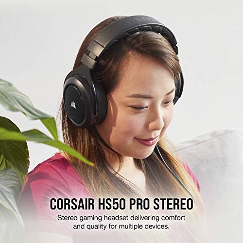 Corsair HS50 Pro - Stereo Gaming Headset - Discord Certified Headphones - Works with PC, Mac, Xbox Series X, Xbox Series S, Xbox One, PS5, PS4, Nintendo Switch, iOS and Android – Carbon