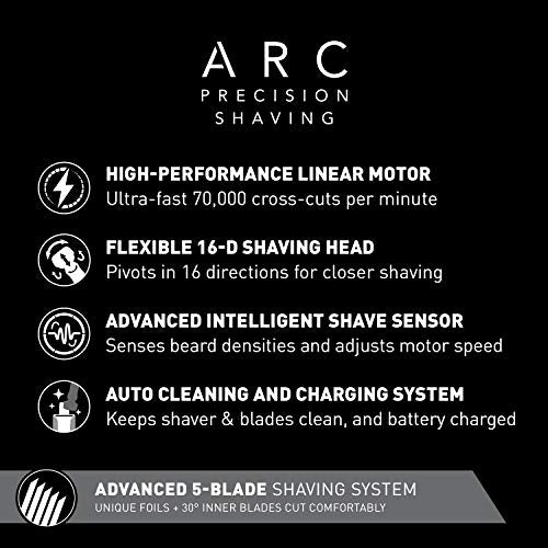 Panasonic Electric Razor for Men, Electric Shaver, ARC5 with Premium Automatic Cleaning and Charging Station, Wet Dry Shaver Men, Cordless Razor, with Pop-Up Trimmer ES-LV97-K, Black