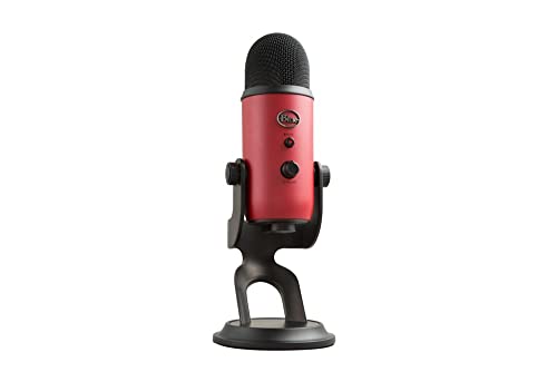 Blue Yeti USB Mic for Recording and Streaming on PC and Mac, Blue VO!CE Effects, 4 Pickup Patterns, Headphone Output and Volume Control, Mic Gain Control, Adjustable Stand, Plug and Play – Satin Red