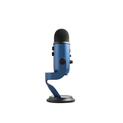 Blue Yeti USB Mic for Recording and Streaming on PC and Mac, Blue VO!CE Effects, 4 Pickup Patterns, Headphone Output and Volume Control, Adjustable Stand, Plug and Play – Midnight Blue