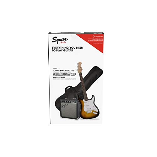 Squier by Fender Stratocaster - Paquete de guitarra eléctrica, amplificador, funda y más