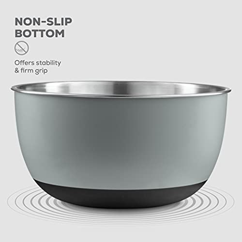 Double Wall Stainless Steel Mixing Bowls with Airtight Lids (Set of 4) Nesting Bowls for Space Saving Storage - Non-Slip Bottoms for Stability - Mixing Bowl Set For Cooking, Baking & Food Storage.