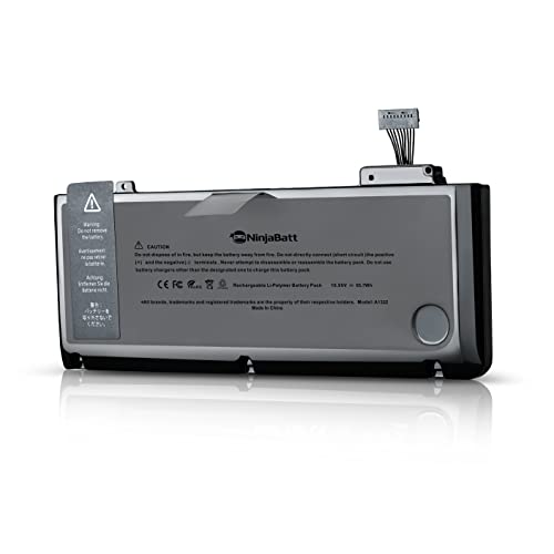 NinjaBatt Battery A1278 A1322 for Apple MacBook Pro 13" [Mid 2012 2010 2009 Early 2011 Late 2011] - High Performance [65.7Wh/10.95v]