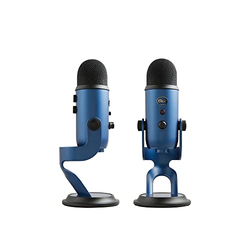 Blue Yeti USB Mic for Recording and Streaming on PC and Mac, Blue VO!CE Effects, 4 Pickup Patterns, Headphone Output and Volume Control, Adjustable Stand, Plug and Play – Midnight Blue