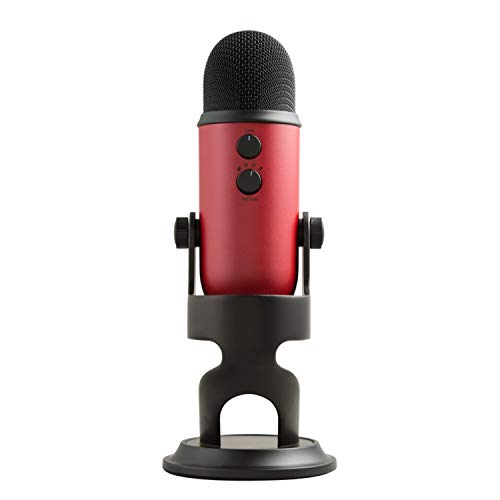 Blue Yeti USB Mic for Recording and Streaming on PC and Mac, Blue VO!CE Effects, 4 Pickup Patterns, Headphone Output and Volume Control, Mic Gain Control, Adjustable Stand, Plug and Play – Satin Red