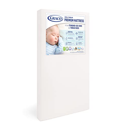 Graco Premium Foam Crib & Toddler Mattress – 2021 Edition, GREENGUARD Gold and CertiPUR-US Certified, 100% Machine Washable, Breathable, Water-Resistant Cover, Ideal Firmness for Infants