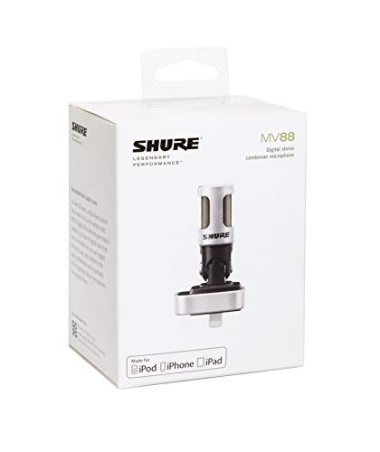 Shure MV88 Portable iOS Microphone for iPhone/iPad/iPod via Lightning Connector, Professional-Quality Sound, Digital Stereo Condenser Mic for Vloggers, Filmmakers, Music Makers and Journalists