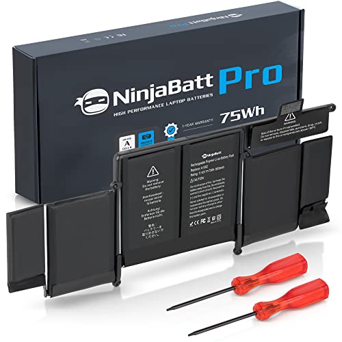 NinjaBatt Battery A1502 A1582 for Apple MacBook Pro Retina 13” A1493 [Early 2015, Mid 2014, Late 2013] - High Performance [75Wh/11.42V]