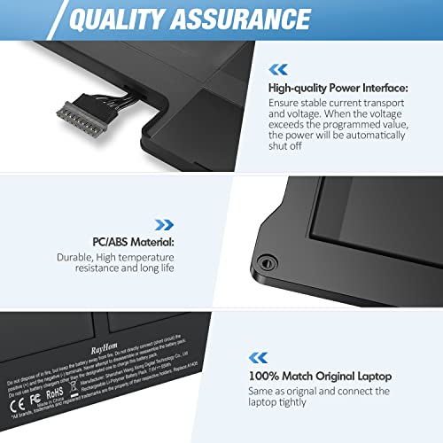 RayHom A1466 Laptop Replacement Battery for MacBook Air 13 inch A1466 (Mid 2012,Mid 2013,Early 2014, Early 2015,2017) A1369(Late 2010,Mid 2011 Version) High Performance 7200mAh fits A1496 A1405 A1377