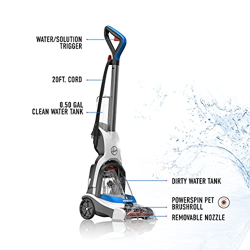 Hoover PowerDash Pet Compact Carpet Cleaner, Shampooer Machine, Lightweight, FH50700, Blue