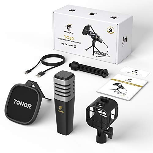 USB Microphone, TONOR Cardioid Condenser Computer PC Mic with Tripod Stand, Pop Filter, Shock Mount for Gaming, Streaming, Podcasting, YouTube, Voice Over, Twitch, Compatible with Laptop Desktop, TC30