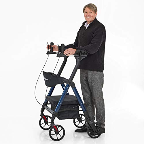 OasisSpace Heavy Duty Upright Walker with Seat - Walkers for Seniors Support up 450 lbs with Upgrade Armrest, Bariatric Forearm Walker with Oversize Padded Seat & Backrest