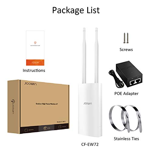 JOOWIN AC1200 High Power Outdoor Wireless Access Point with Poe, 2.4GHz 300Mbps or 5.8GHz 867Mbps Dual Band 802.11AC Wireless WiFi Access Points/Router/Bridge/Repeater, Used for Outdoor WiFi Coverage