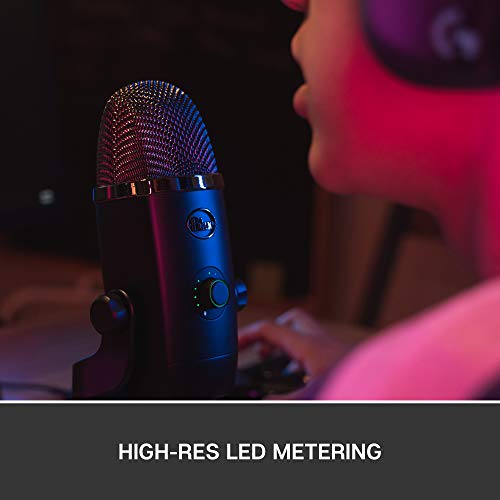 Blue Yeti X USB Microphone for PC & Mac, Gaming, Podcast, Streaming and Recording Microphone, Condenser Mic with High-Res Metering LED Lighting & Blue VO!CE Effects