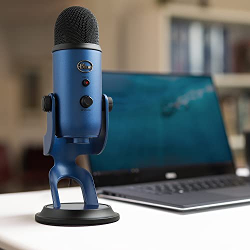 Blue Yeti USB Mic for Recording and Streaming on PC and Mac, Blue VO!CE Effects, 4 Pickup Patterns, Headphone Output and Volume Control, Adjustable Stand, Plug and Play – Midnight Blue