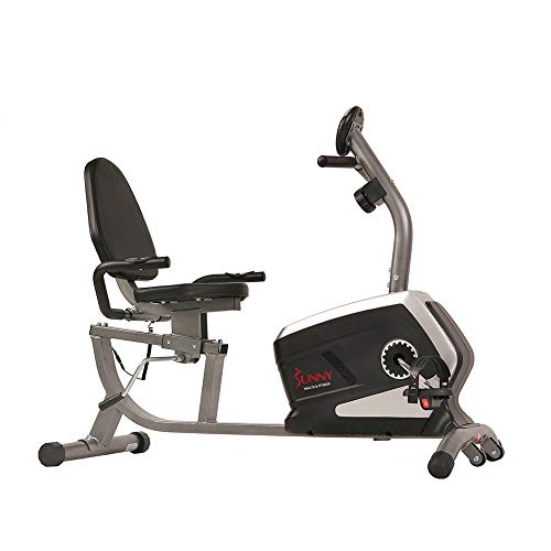Bicicleta Fija Sunny Health & Fitness reclinable y magnética con monitor de frecuencia