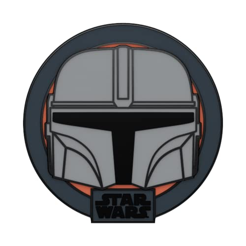 POP Funko Star Wars: Across The Galaxy - The Mandalorian Holding Grogu with Pin, Chrome Finish, Amazon Exclusive, (55496)