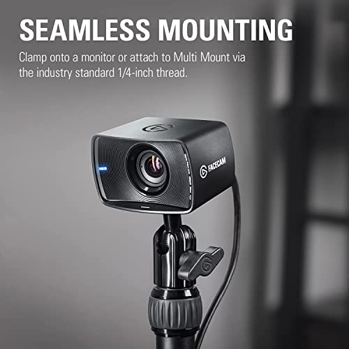 Elgato Facecam - 1080p60 Full HD Webcam for Video Conferencing, Gaming, Streaming, Sony Sensor, Fixed-Focus Glass Lens, Optimized for Indoor Lighting, Onboard Memory, Works with Zoom, Teams, PC/Mac