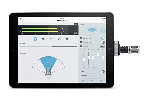 Shure MV88 Portable iOS Microphone for iPhone/iPad/iPod via Lightning Connector, Professional-Quality Sound, Digital Stereo Condenser Mic for Vloggers, Filmmakers, Music Makers and Journalists